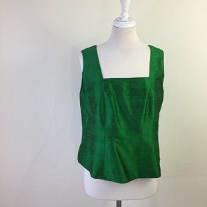 Emerald Green Raw Silk Sleeveless Top